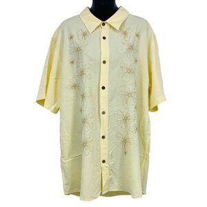 Toes On The Nose Extra Large XL Men Yellow Floral Short Sleeve Button-Up Shirt
